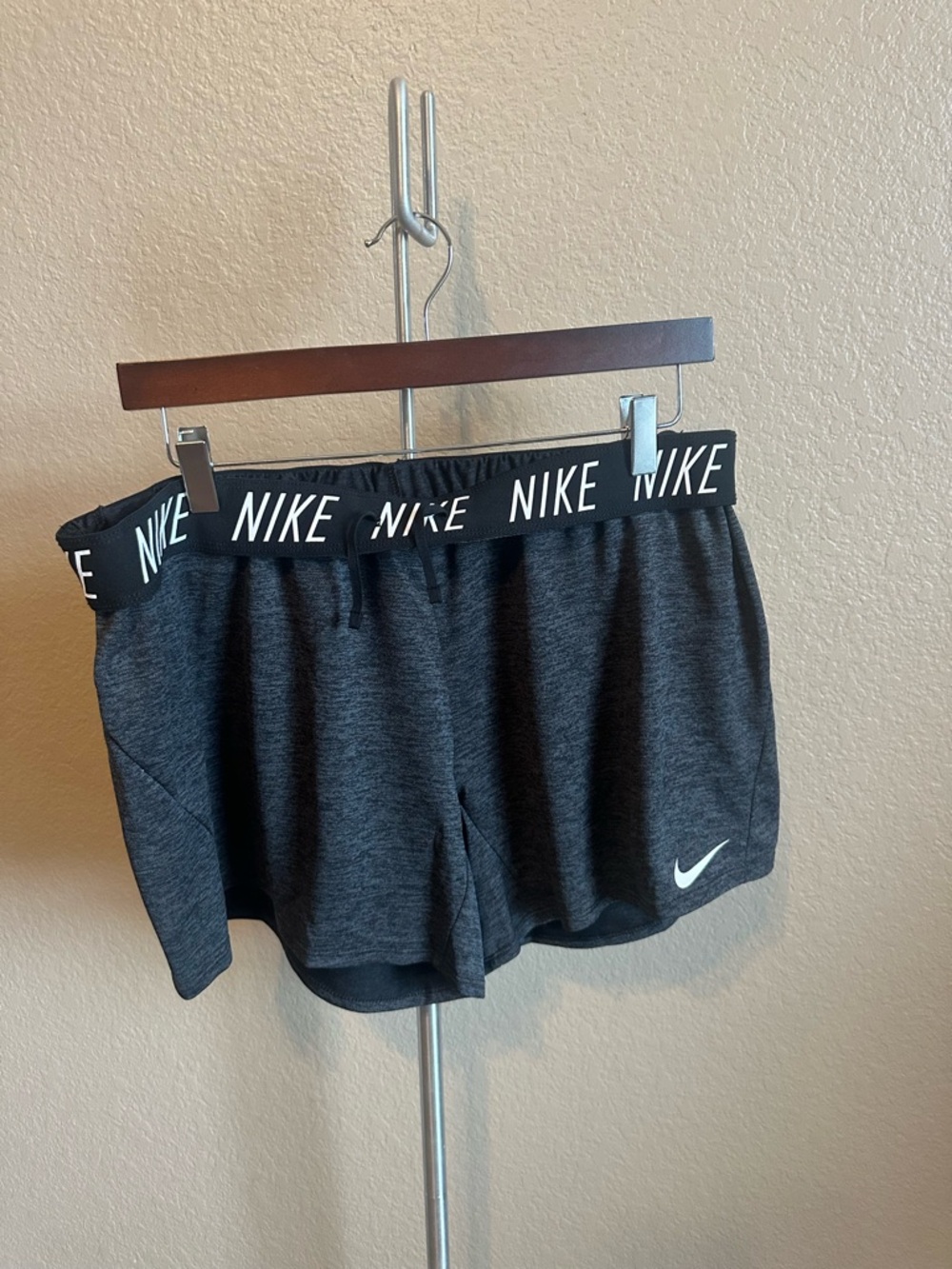 Nike Black and Dark Gray Heather Performance Shorts with Branded Waistband
